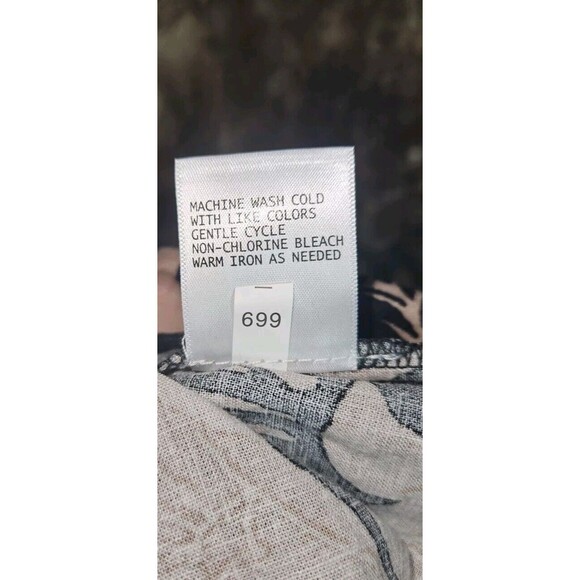 Panama Jack Womens Black Linen Blend Hawaiian Floral Print Blouse Size Medium - Picture 6 of 7